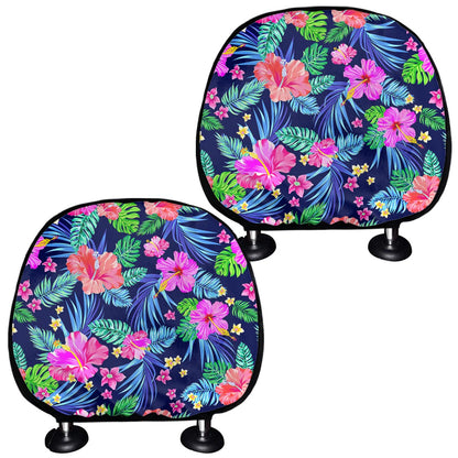 Hawaii Exotic Flowers Pattern Print Car Headrest Covers