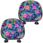 Hawaii Exotic Flowers Pattern Print Car Headrest Covers