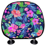 Hawaii Exotic Flowers Pattern Print Car Headrest Covers