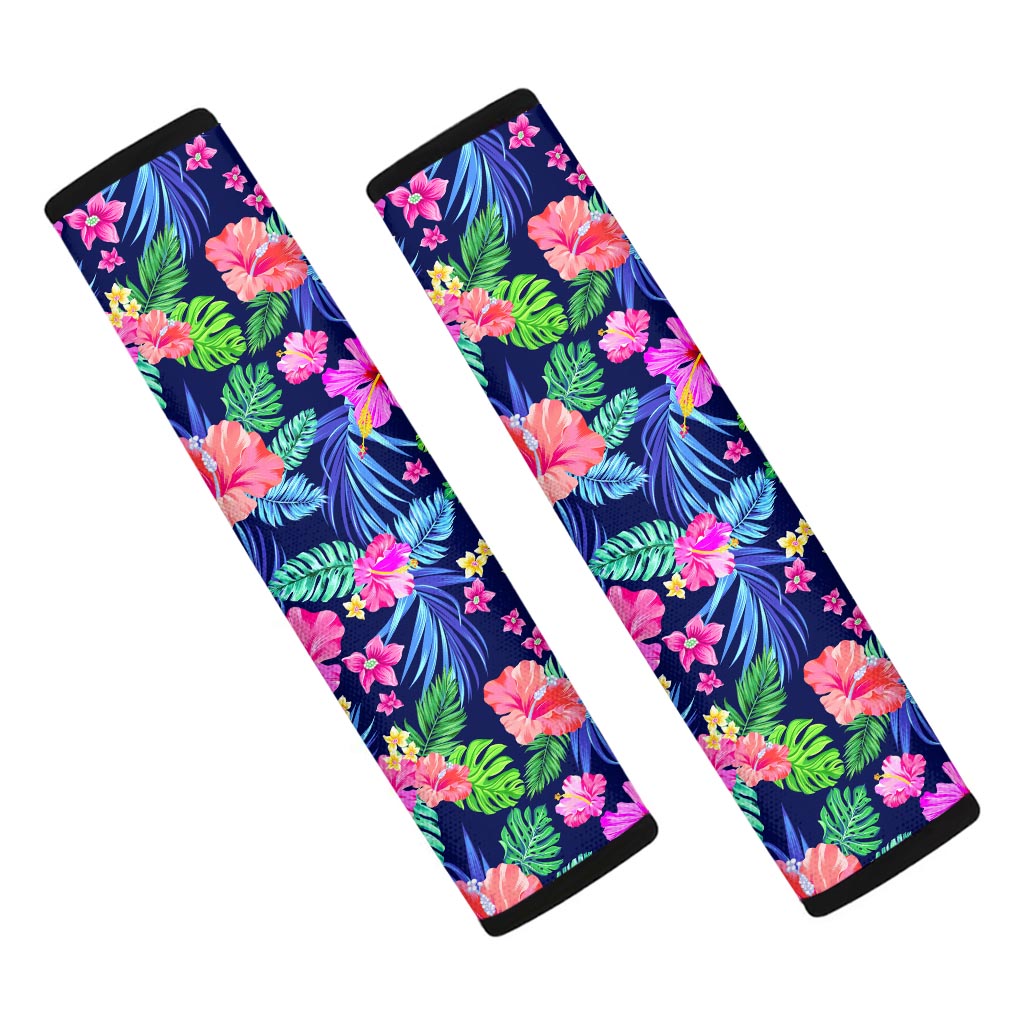 Hawaii Exotic Flowers Pattern Print Car Seat Belt Covers