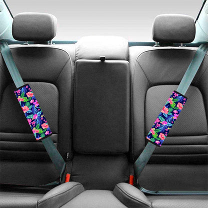 Hawaii Exotic Flowers Pattern Print Car Seat Belt Covers