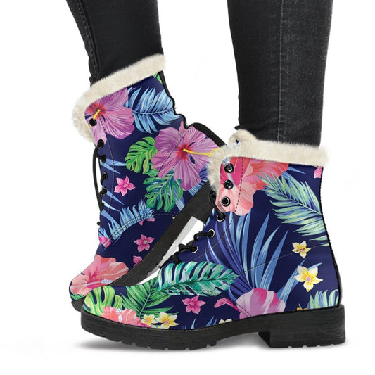 Hawaii Exotic Flowers Pattern Print Comfy Boots GearFrost