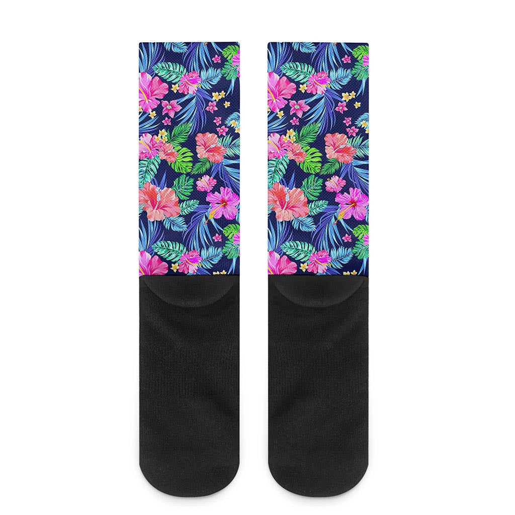 Hawaii Exotic Flowers Pattern Print Crew Socks