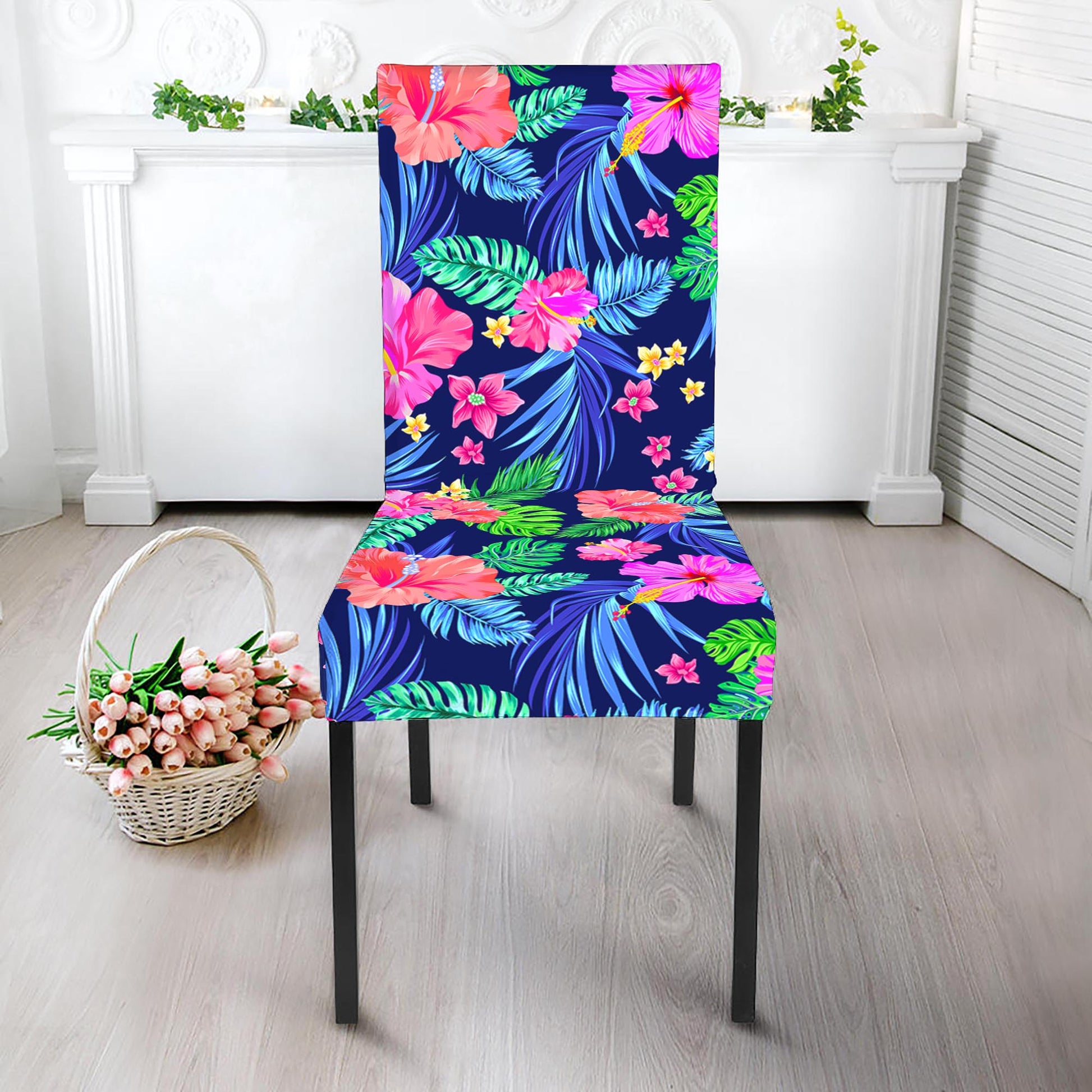 Hawaii Exotic Flowers Pattern Print Dining Chair Slipcover
