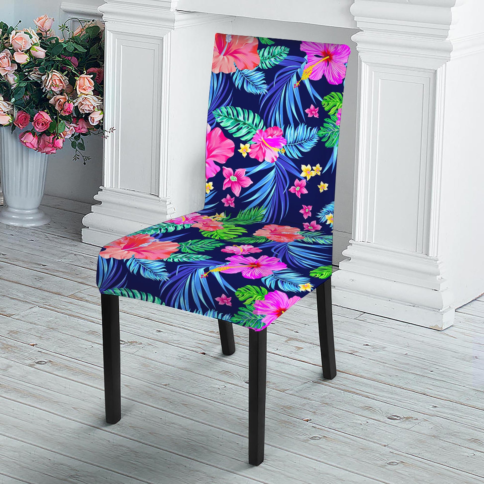 Hawaii Exotic Flowers Pattern Print Dining Chair Slipcover