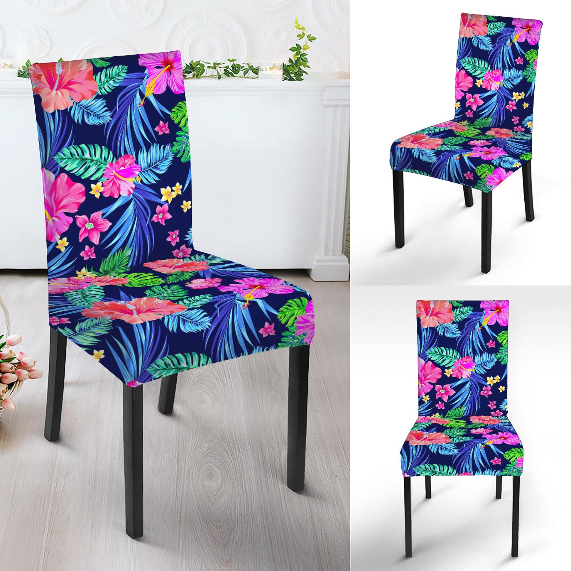 Hawaii Exotic Flowers Pattern Print Dining Chair Slipcover