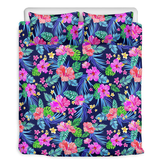 Hawaii Exotic Flowers Pattern Print Duvet Cover Bedding Set