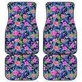 Hawaii Exotic Flowers Pattern Print Front and Back Car Floor Mats