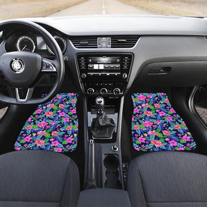 Hawaii Exotic Flowers Pattern Print Front and Back Car Floor Mats