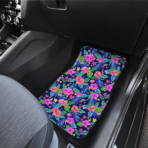 Hawaii Exotic Flowers Pattern Print Front and Back Car Floor Mats