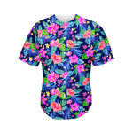 Hawaii Exotic Flowers Pattern Print Men's Baseball Jersey