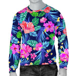 Hawaii Exotic Flowers Pattern Print Men's Crewneck Sweatshirt GearFrost