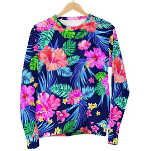 Hawaii Exotic Flowers Pattern Print Men's Crewneck Sweatshirt GearFrost