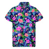 Hawaii Exotic Flowers Pattern Print Men's Short Sleeve Shirt