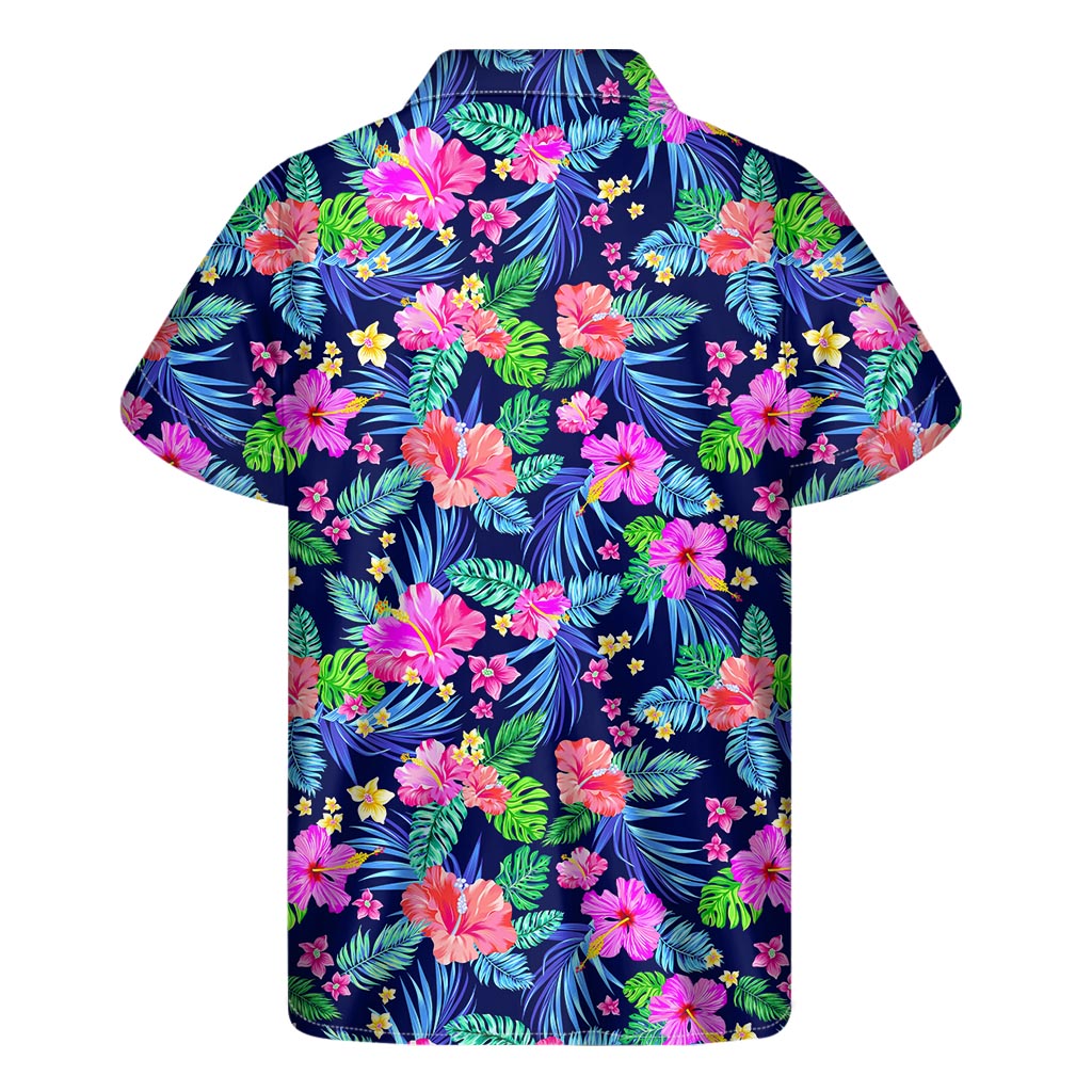 Hawaii Exotic Flowers Pattern Print Men's Short Sleeve Shirt