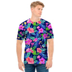 Hawaii Exotic Flowers Pattern Print Men's T-Shirt