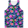 Hawaii Exotic Flowers Pattern Print Men's Tank Top