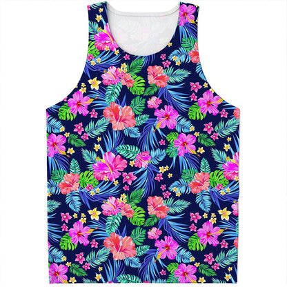 Hawaii Exotic Flowers Pattern Print Men's Tank Top