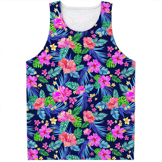 Hawaii Exotic Flowers Pattern Print Men's Tank Top