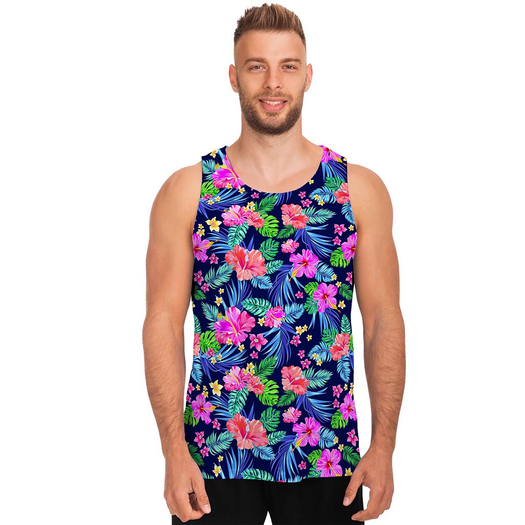 Hawaii Exotic Flowers Pattern Print Men's Tank Top