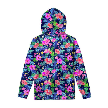 Hawaii Exotic Flowers Pattern Print Pullover Hoodie