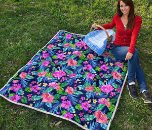 Hawaii Exotic Flowers Pattern Print Quilt