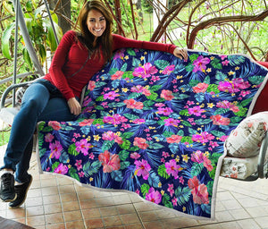 Hawaii Exotic Flowers Pattern Print Quilt