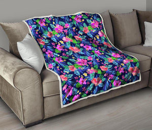 Hawaii Exotic Flowers Pattern Print Quilt