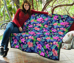 Hawaii Exotic Flowers Pattern Print Quilt