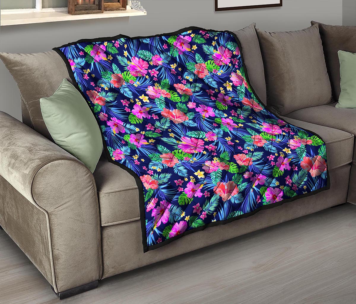 Hawaii Exotic Flowers Pattern Print Quilt