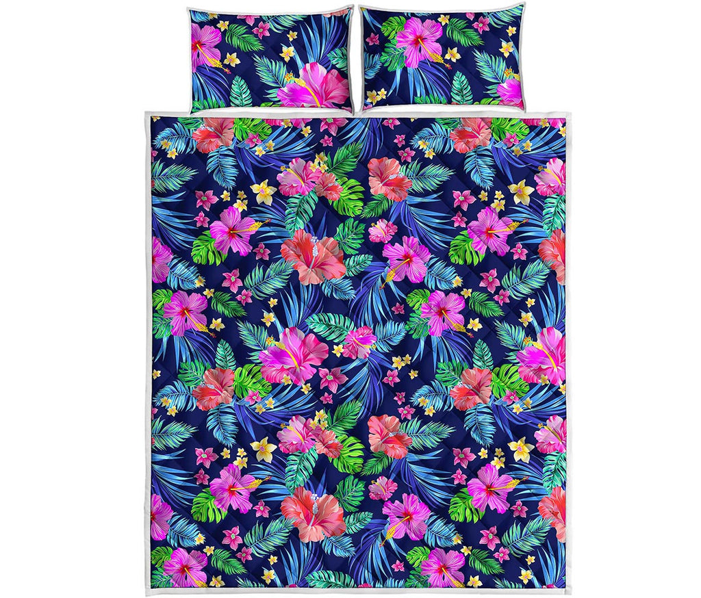 Hawaii Exotic Flowers Pattern Print Quilt Bed Set