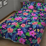 Hawaii Exotic Flowers Pattern Print Quilt Bed Set