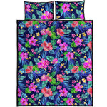 Hawaii Exotic Flowers Pattern Print Quilt Bed Set