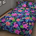 Hawaii Exotic Flowers Pattern Print Quilt Bed Set