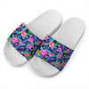 Hawaii Exotic Flowers Pattern Print White Slide Sandals