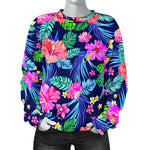 Hawaii Exotic Flowers Pattern Print Women's Crewneck Sweatshirt GearFrost
