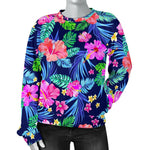 Hawaii Exotic Flowers Pattern Print Women's Crewneck Sweatshirt GearFrost