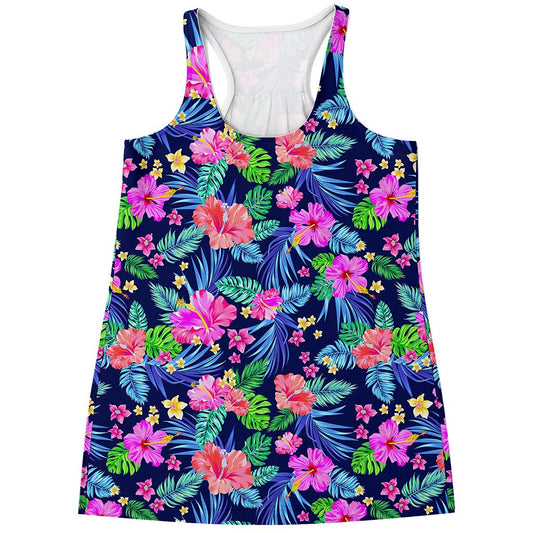 Hawaii Exotic Flowers Pattern Print Women's Racerback Tank Top