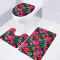 Hawaii Floral Flowers Pattern Print 3 Piece Bath Mat Set