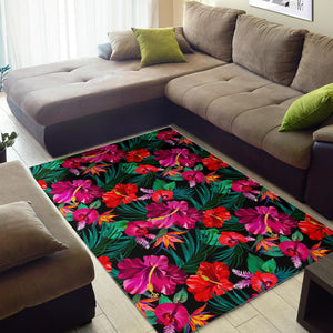 Hawaii Floral Flowers Pattern Print Area Rug GearFrost