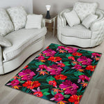 Hawaii Floral Flowers Pattern Print Area Rug GearFrost