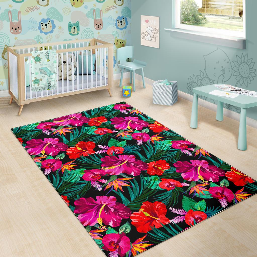 Hawaii Floral Flowers Pattern Print Area Rug GearFrost