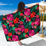 Hawaii Floral Flowers Pattern Print Beach Sarong Wrap