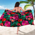 Hawaii Floral Flowers Pattern Print Beach Sarong Wrap
