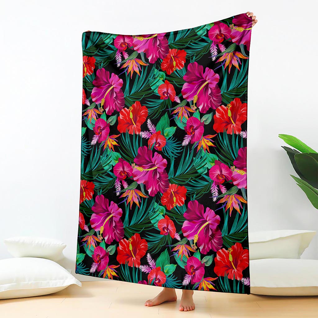 Hawaii Floral Flowers Pattern Print Blanket