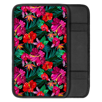 Hawaii Floral Flowers Pattern Print Car Center Console Cover