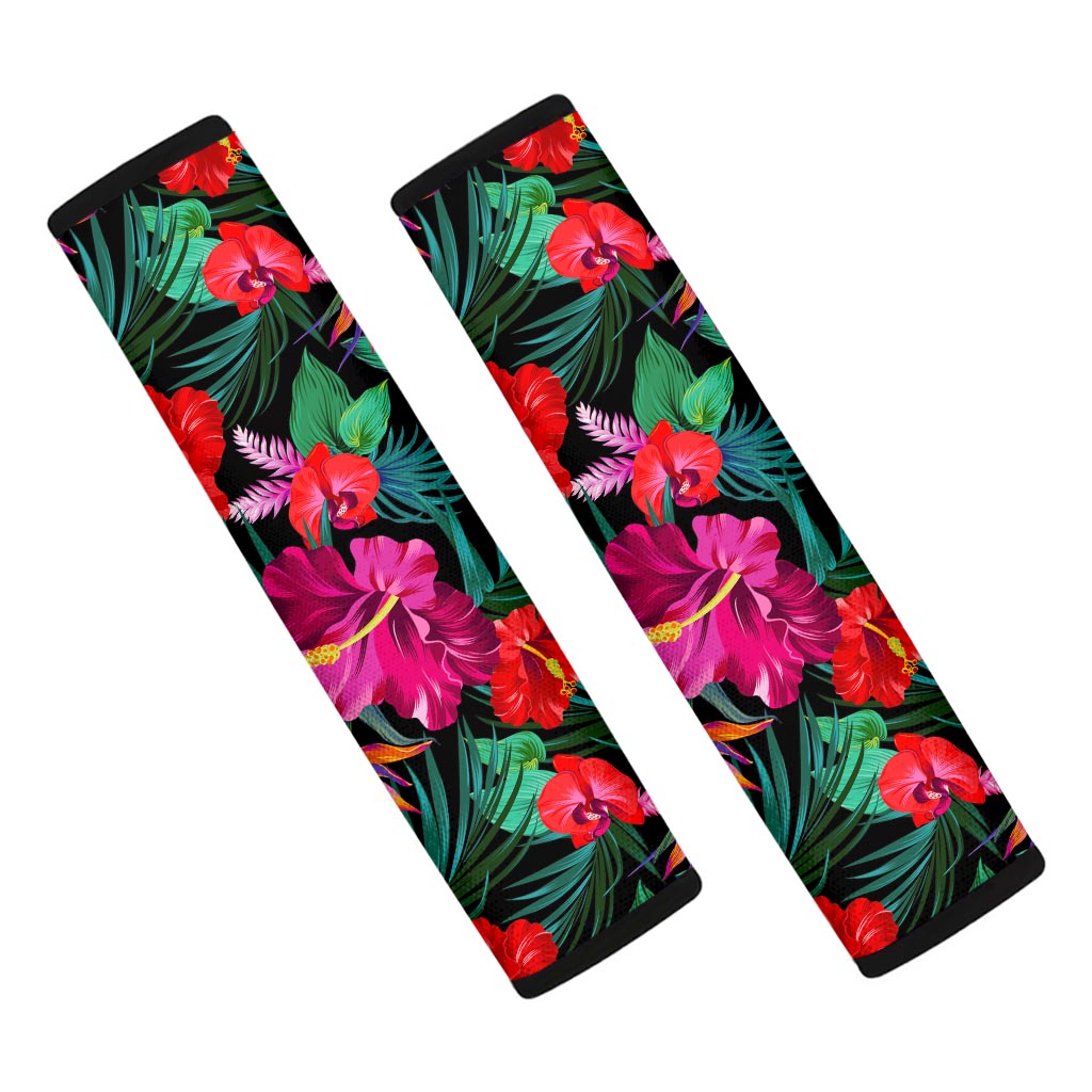 Hawaii Floral Flowers Pattern Print Car Seat Belt Covers