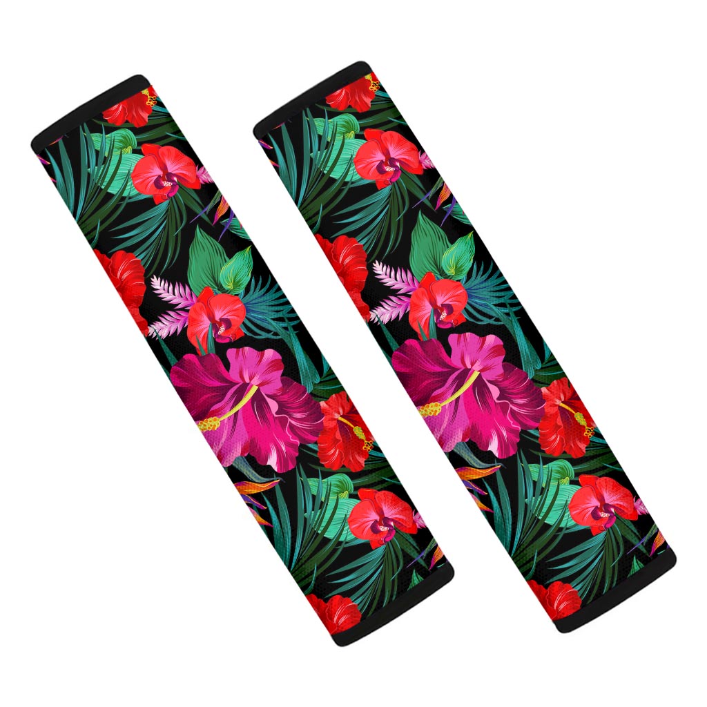 Hawaii Floral Flowers Pattern Print Car Seat Belt Covers
