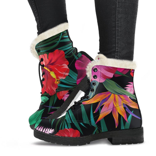 Hawaii Floral Flowers Pattern Print Comfy Boots GearFrost