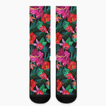 Hawaii Floral Flowers Pattern Print Crew Socks